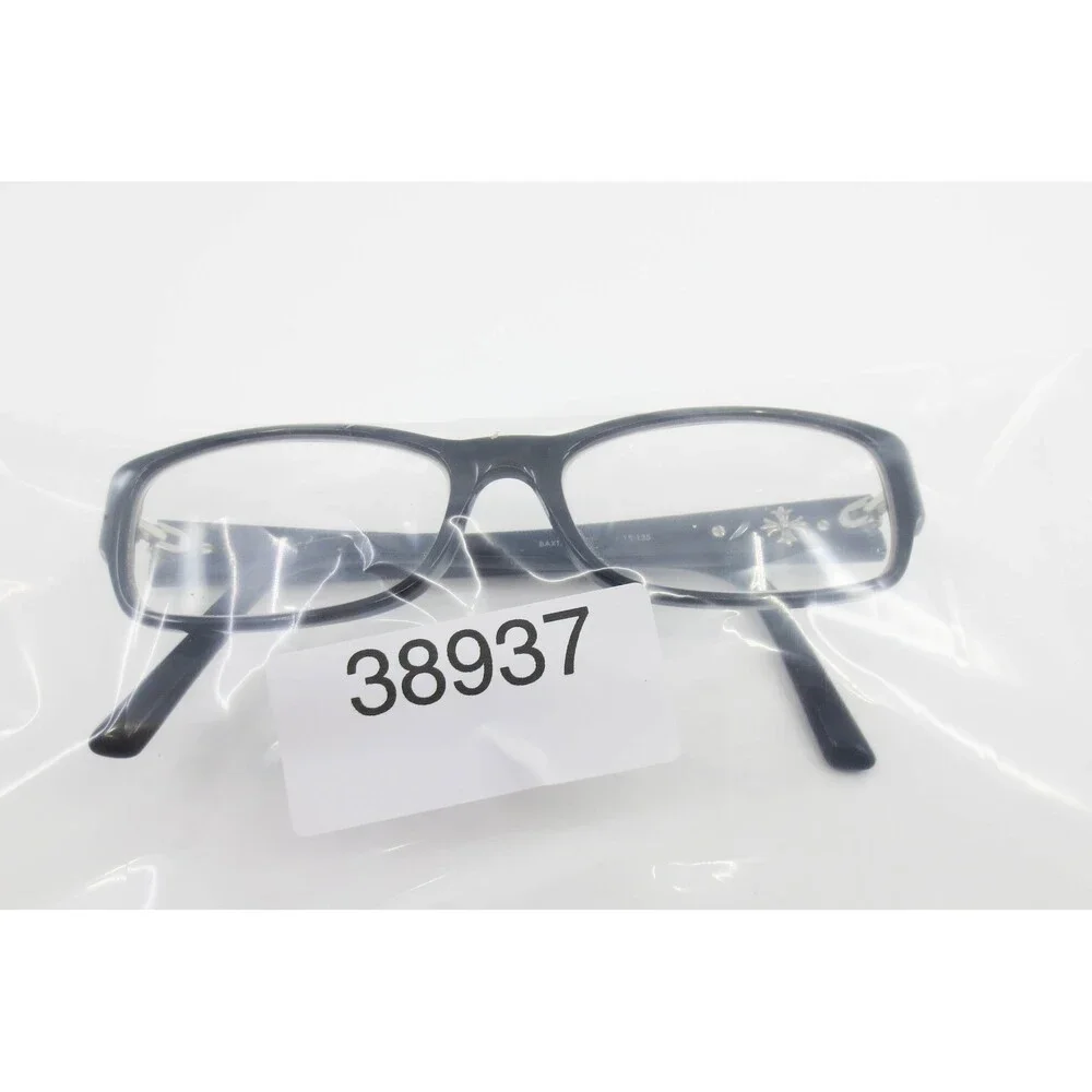 Nicole Miller Baxter Black Rectangular Eyeglasses Frames Silver Floral Cross
